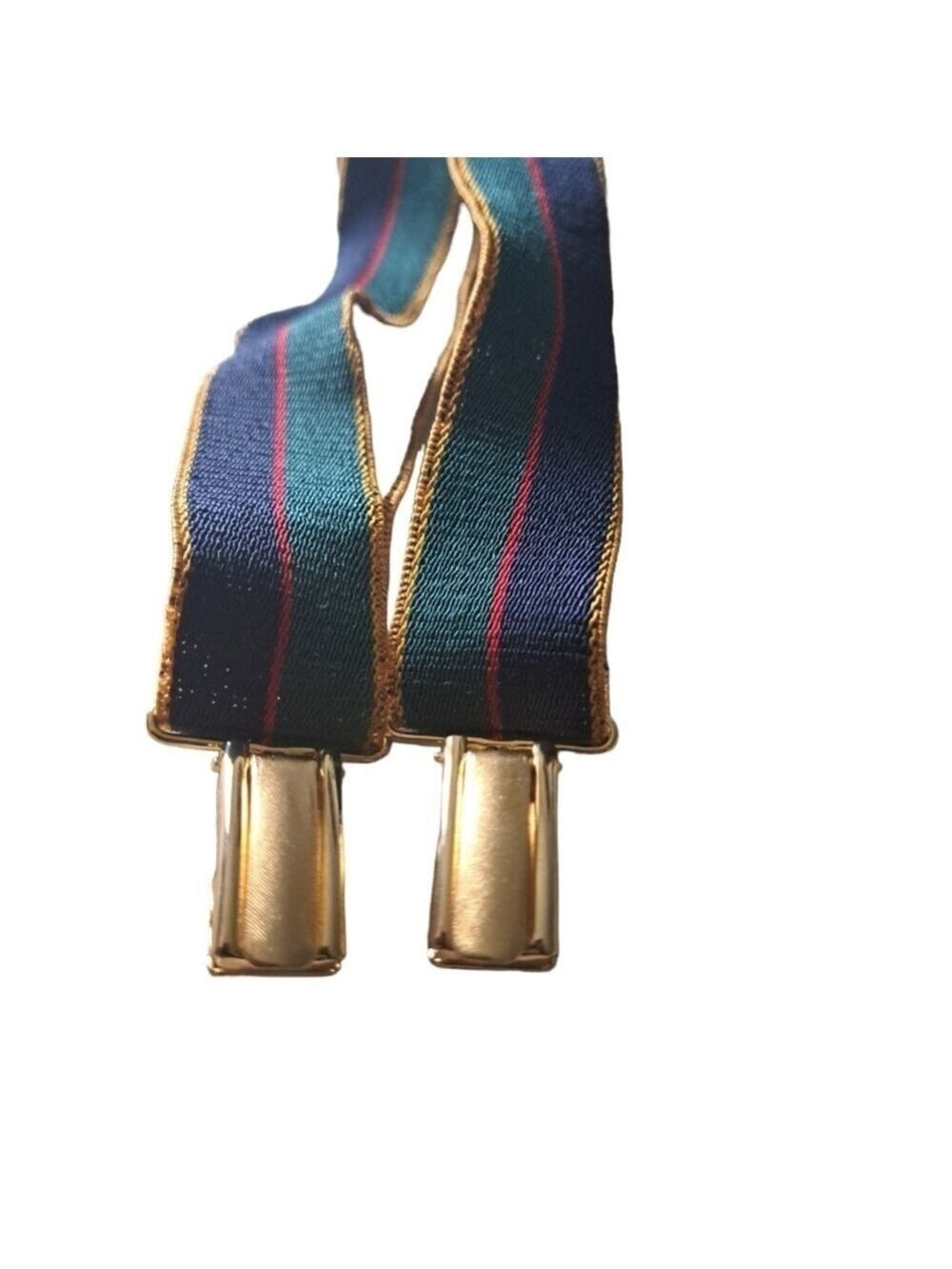 VTG BREVETTE SGDG striped suspenders leather center elastic stretch narrow mens